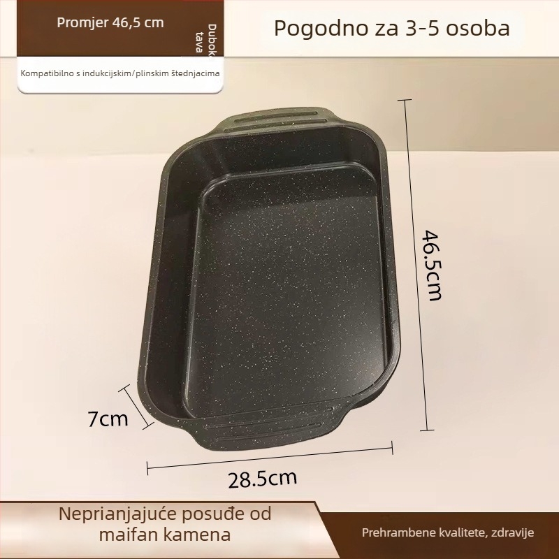 Dvoručna tava za pečenje ribe s Maifan kamenom, od lijevanog željeza, za kampiranje i kućni roštilj, kompatibilna s indukcijom