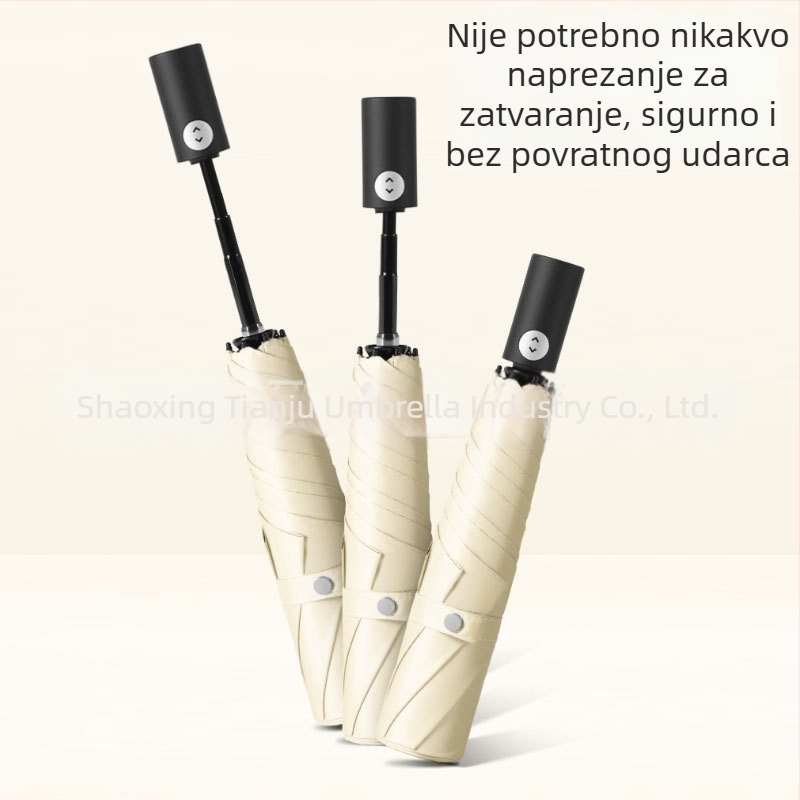 Tianju automatski 3‑dijelni sklopivi kišobran s UV zaštitom, vinil tkanina, ultra lagan i prenosiv