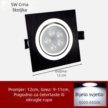LED downlight s jednom glavom, kvadratna stropna svjetiljka, za kuću