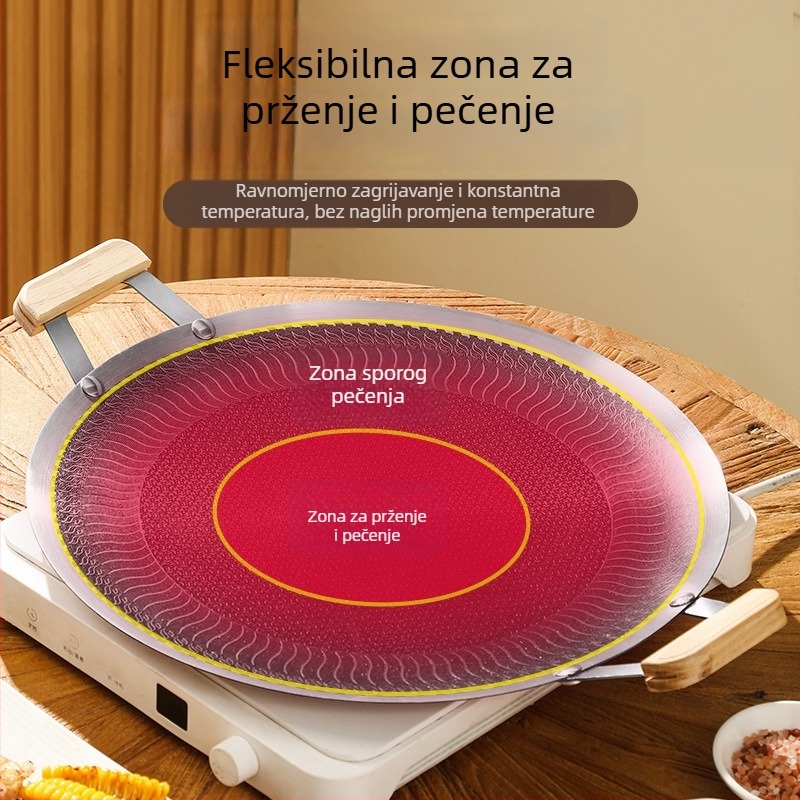 Nehrđajući čelični grill tiganj s uzorkom saće, deblji, neprijanjajuća glatka površina, pogodan za indukcijsku ploču, plinski štednjak i kasetni štednjak