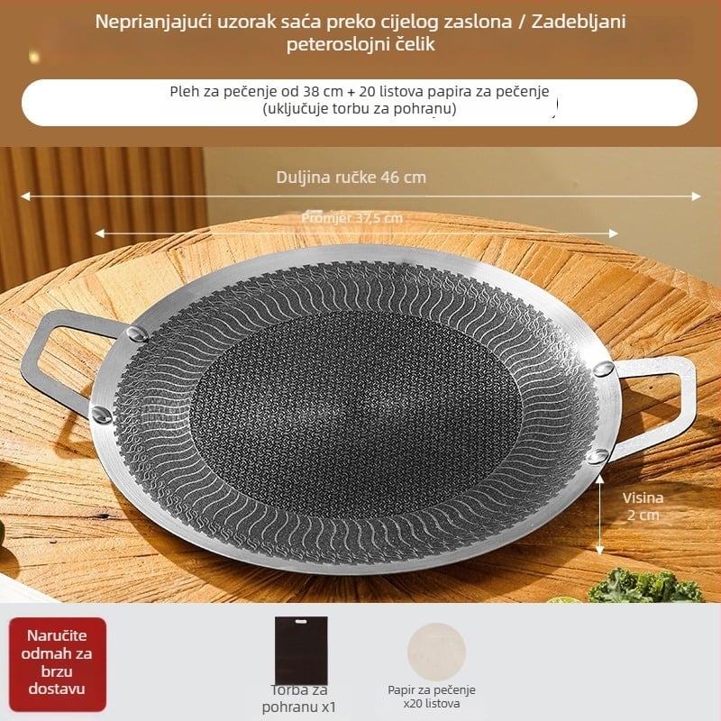 Nehrđajući čelični grill tiganj s uzorkom saće, deblji, neprijanjajuća glatka površina, pogodan za indukcijsku ploču, plinski štednjak i kasetni štednjak