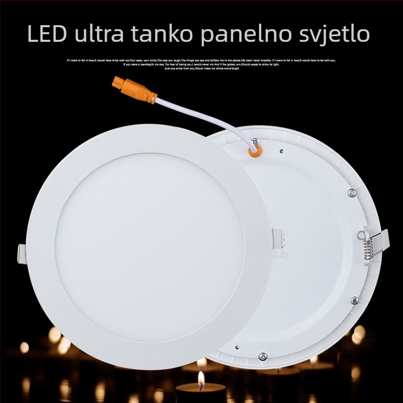 Izuzetno tan LED ugrađena stropna svjetiljka s mrežastim otvorima, kružni ili pravokutni panel, 12W/18W