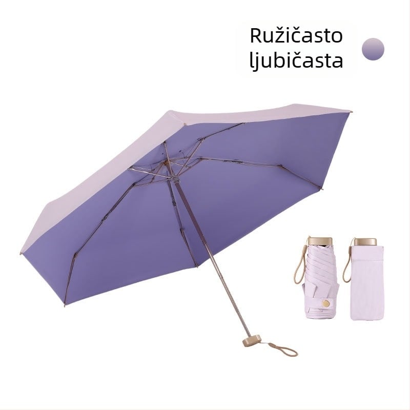 Šarena kišobran s PVC premazom, dvostruka upotreba za sunce i kišu, ženski mini džepni kišobran, veličina torbe, veleprodaja