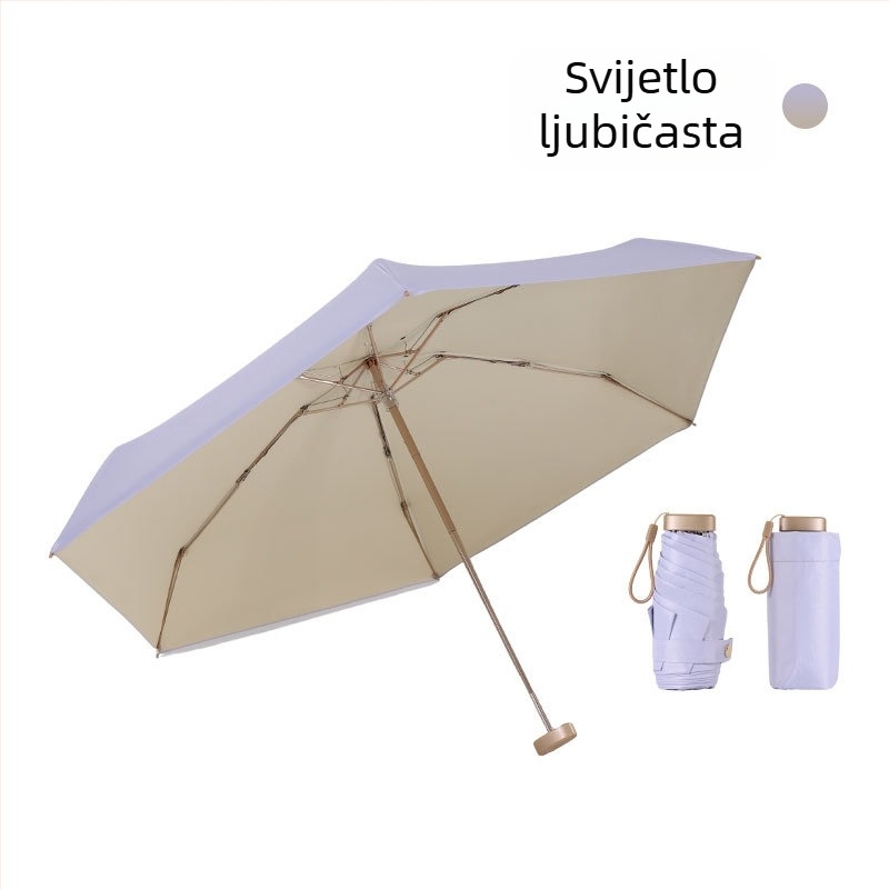Šarena kišobran s PVC premazom, dvostruka upotreba za sunce i kišu, ženski mini džepni kišobran, veličina torbe, veleprodaja