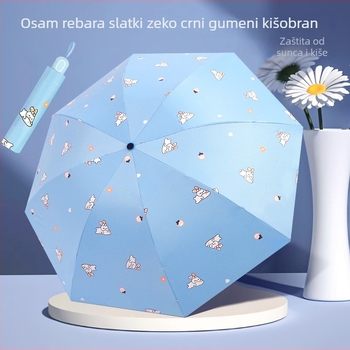 Sklopivi kišobran s motivom Cartoon djevojka, UV zaštita, sjenila za vanjsku upotrebu, trodijelni dizajn