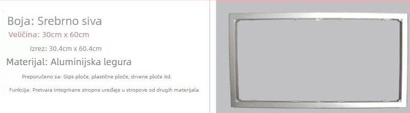 Integrirano LED stropno svjetlo – plošni LED panel 300×600×600×1200×300, mrežasto svjetlo za kuhinju i kupaonicu