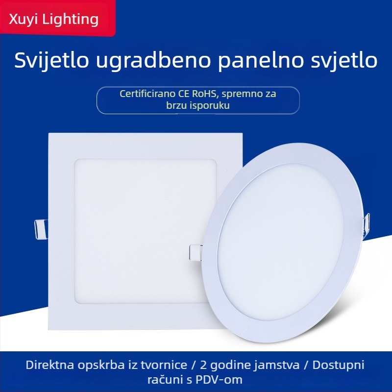 LED panel s rešetkom, ugrađeni, kružni tanak, kvadratni skriveni stropni panel za komercijalne prostore