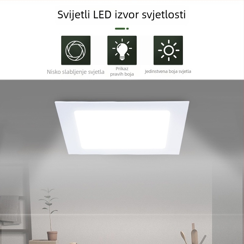 LED panel s rešetkom, ugrađeni, kružni tanak, kvadratni skriveni stropni panel za komercijalne prostore