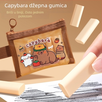 Kapibarina džepna gumica za osnovnoškolce, bez prašine, netoksična, šesterokutnog oblika