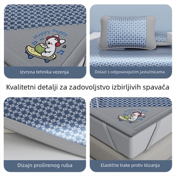 Ljetna hlađena podloga za krevet od ice silk, set od 3 komada, sklopiva i periva, za studentski dom