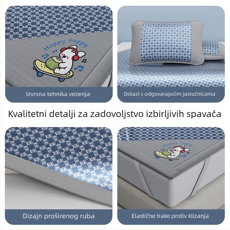 Ljetna hlađena podloga za krevet od ice silk, set od 3 komada, sklopiva i periva, za studentski dom