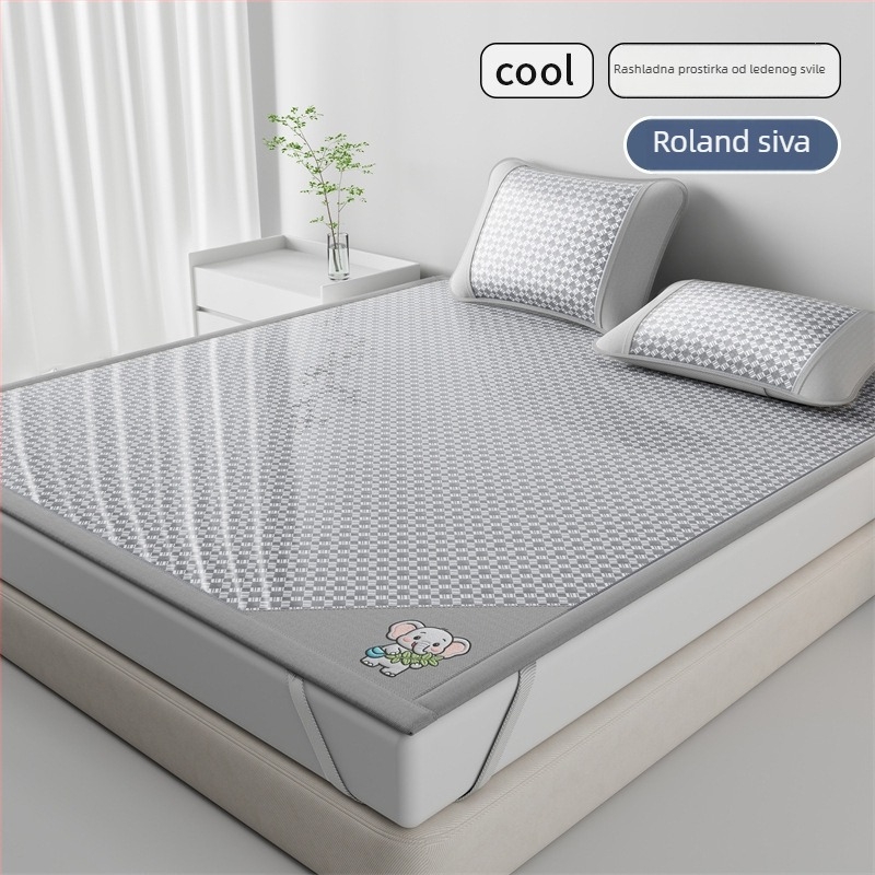 Ljetna hlađena podloga za krevet od ice silk, set od 3 komada, sklopiva i periva, za studentski dom