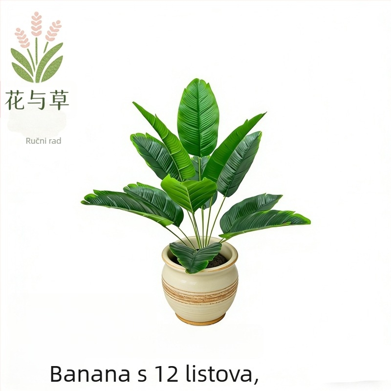 Umetno bananino drvo, veliko unutarnje biomimetno dekorativno bilje u saksiji za dnevni boravak