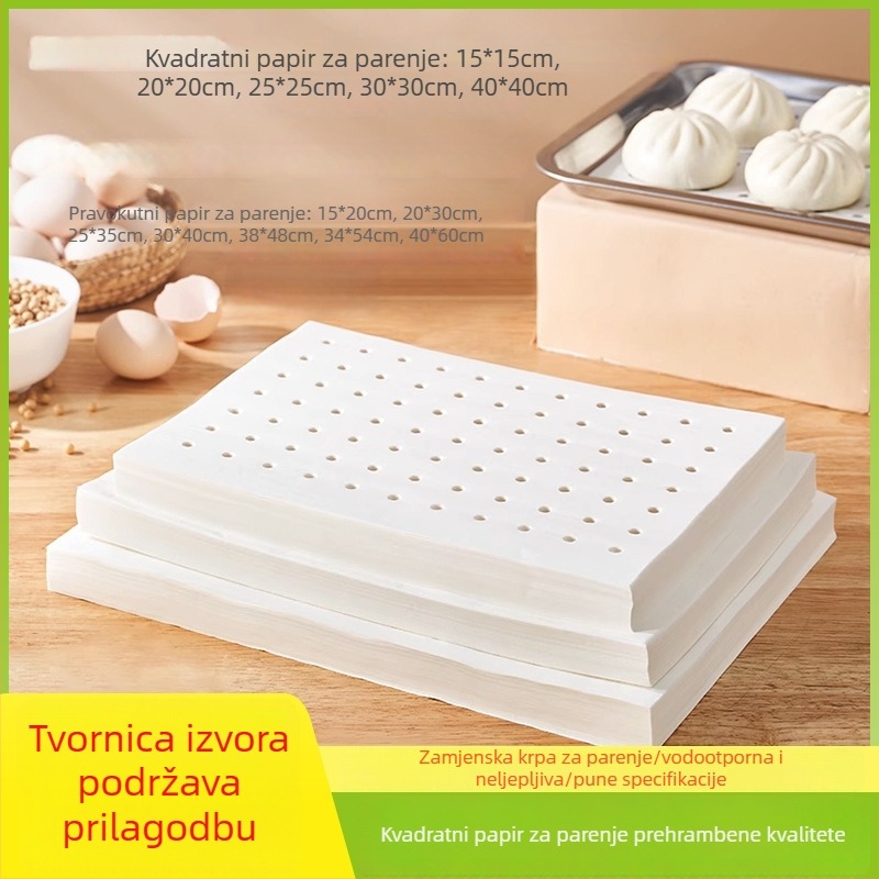 Pravokutni papir za kuhanje na paru za kruh i peciva, premazan silikonovim uljem, jednokratni parni liner