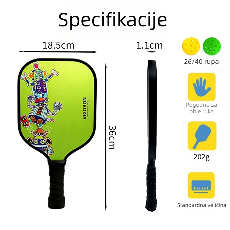 Reket za pickleball od vlaknastog stakla s dizajnom saća, lagan i prijenosan za vanjske sportove