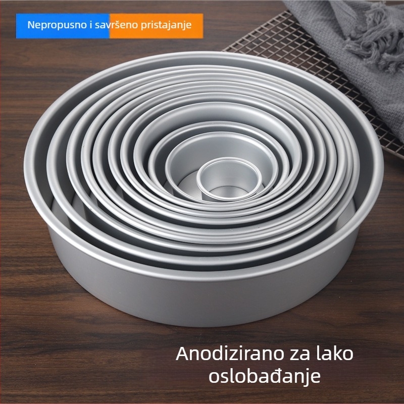 Kružni aluminijski kalup za tortu s odvojivim dnom, anodiziran, veličine 2–14 inča
