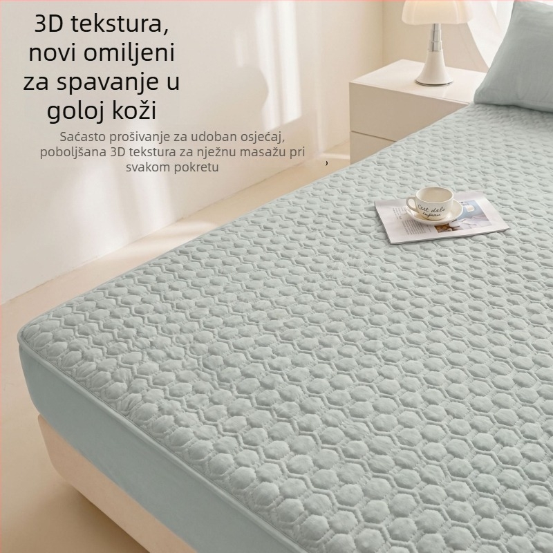 Antibakterijski presvlač od pamuka, prešivani, tip fitted sheet, debeli prekrivac za madrac i protuklizni zaštitnik s potpunim pokrivanjem madraca