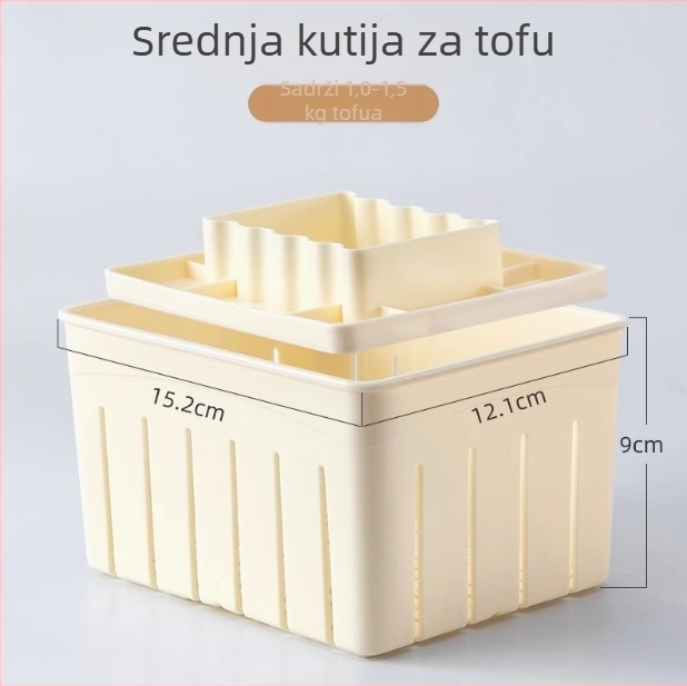 Domaća forma za tofu, prehrambene kvalitete – za početnike: kalup za tofu i presu za odvodnju vode, plastična kutija, kuhinjski alat