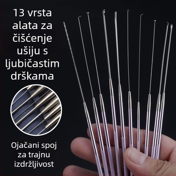 ALJ6 Profesionalni set alata za čišćenje uha s aluminijskom drškom, veliki i mali ušni pribor, žlica za uši s gljiva glavom, štapići za uši
