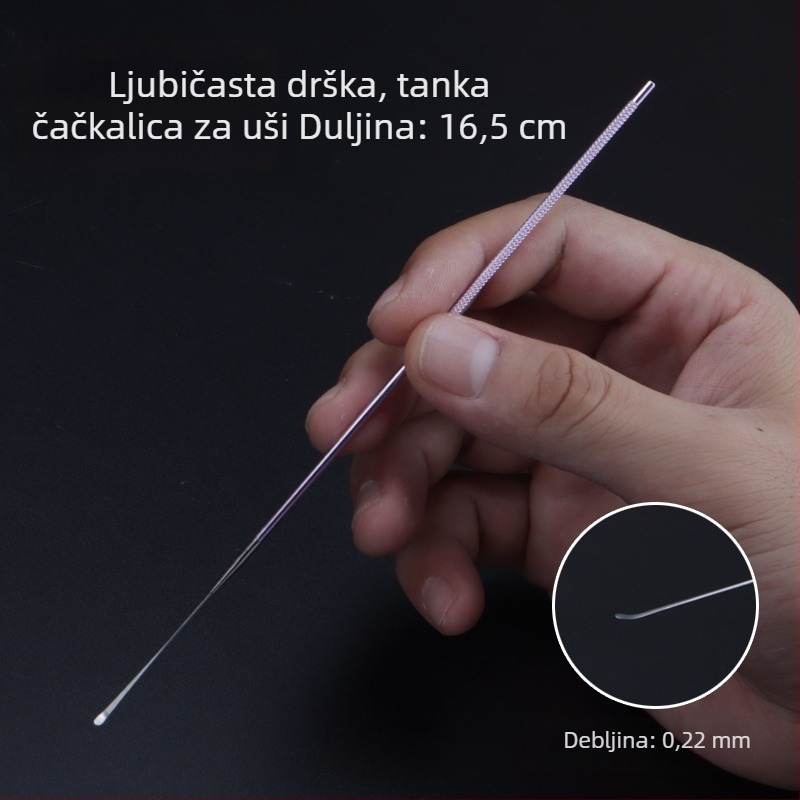ALJ6 Profesionalni set alata za čišćenje uha s aluminijskom drškom, veliki i mali ušni pribor, žlica za uši s gljiva glavom, štapići za uši