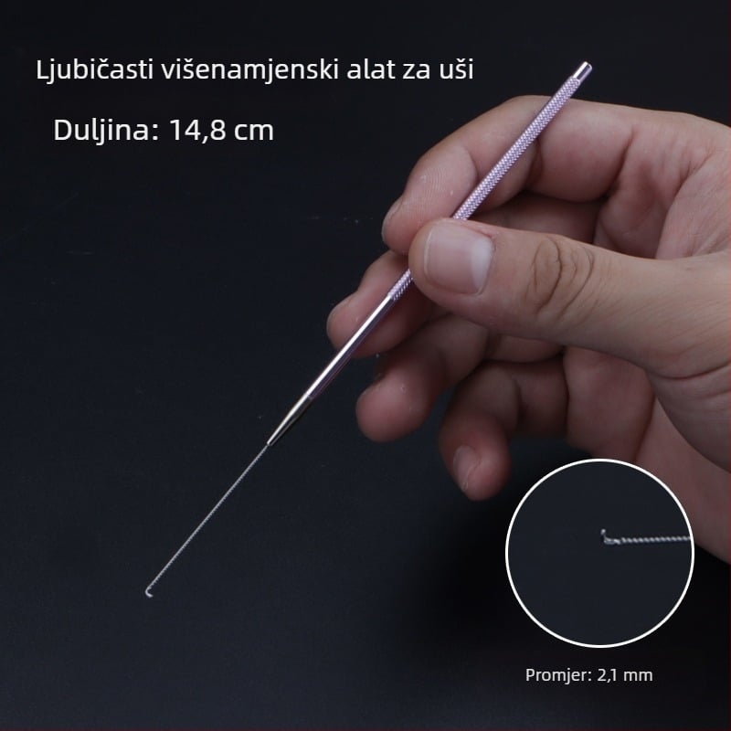 ALJ6 Profesionalni set alata za čišćenje uha s aluminijskom drškom, veliki i mali ušni pribor, žlica za uši s gljiva glavom, štapići za uši