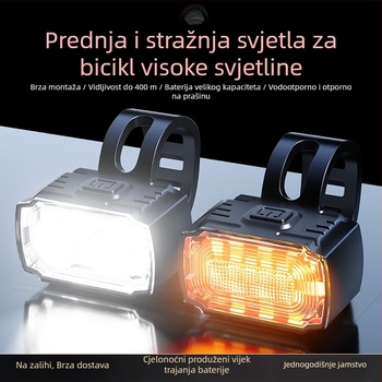 Hangle svjetlo za bicikl: prednje svjetlo visokog sjaja i stražnje svjetlo za noćnu vožnju, za planinske i cestovne bicikle, USB-C punjenje, vodootporno.