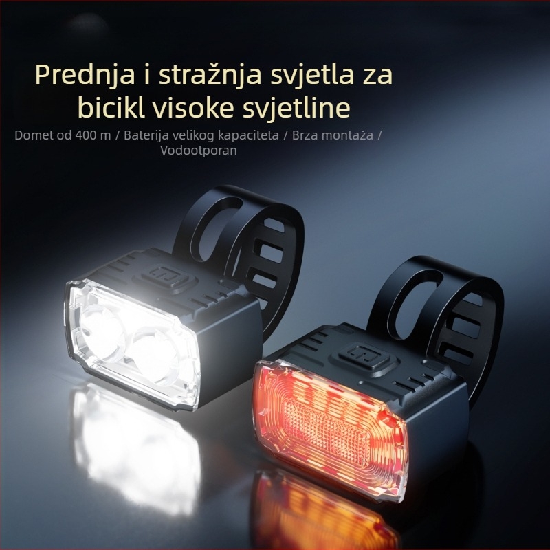 Hangle svjetlo za bicikl: prednje svjetlo visokog sjaja i stražnje svjetlo za noćnu vožnju, za planinske i cestovne bicikle, USB-C punjenje, vodootporno.