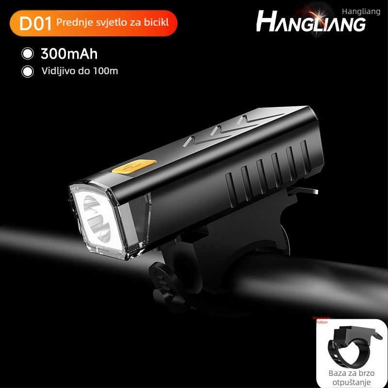Hangle svjetlo za bicikl: prednje svjetlo visokog sjaja i stražnje svjetlo za noćnu vožnju, za planinske i cestovne bicikle, USB-C punjenje, vodootporno.