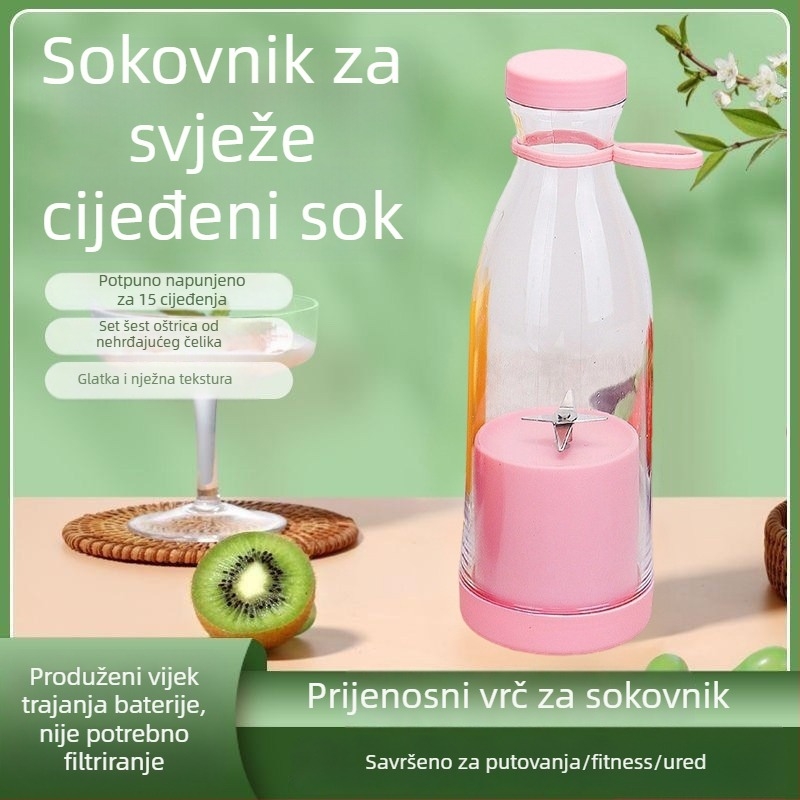 Bežični prijenosni čašica za sok, 2026 novi model, električni sokovnik za voće, kompaktni mini dizajn u obliku vinske boce