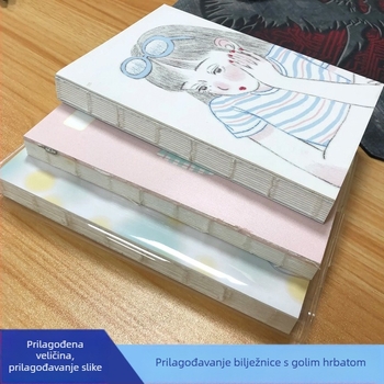 A6 slatki planer u japanskom i korejskom stilu, prilagodljiv vašem dizajnu, s flat lay rasporedom, šivanom vezom i izloženim hrptom.