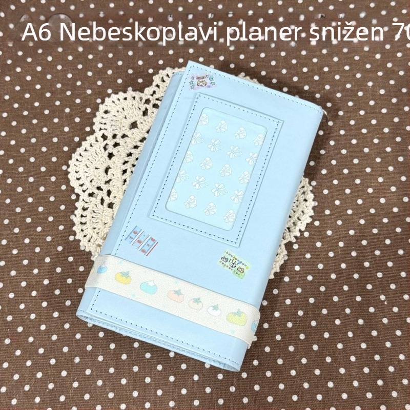Plava minimalistička A6 bilježnica s PU kožnim koricama, stilski studentski planer