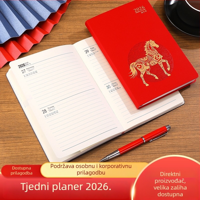 Prilagođeni planer Godine konja 2026 — kalendar i bilježnica, po jedna stranica za dan