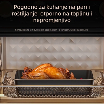 Pravougaona tava za roštiljiranje ribe, kompatibilna s indukcijskim pločama – karbonsko čelična, vanjska roštiljska ploča, komercijalna kvaliteta