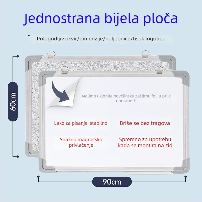 Magnetska bijela ploča, prilagodljiva za kućno podučavanje, visića, izbrisiva za pisanje i crtanje, pogodna za ured