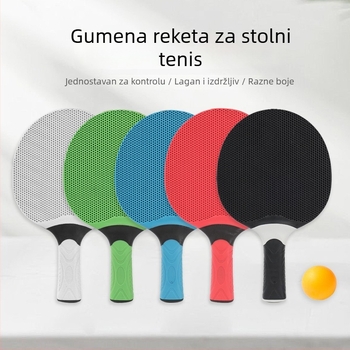 Reket za stolni tenis s integriranom gumom, otporan na habanje, za početnike, učenike i djecu; za igru u singlu i dublu.