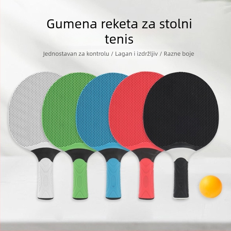 Reket za stolni tenis s integriranom gumom, otporan na habanje, za početnike, učenike i djecu; za igru u singlu i dublu.