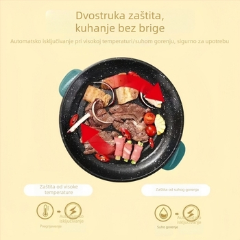Maifan kamen ne-ljepljivi električni grill tiganj, 22/26 cm, 800 W, višenamjenska kućna ploča za roštilj za Teppanyaki i prženje, funkcija sprječavanja suhog izgaranja, za 2–3 osobe