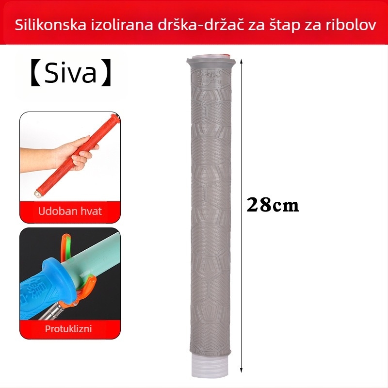 Kovčeg ručnog dijela od silikona za štap za ribolov, silikonska navlaka ručke, traka za upijanje znoja, luminozna, produžena i debela drška s kostima zmaja