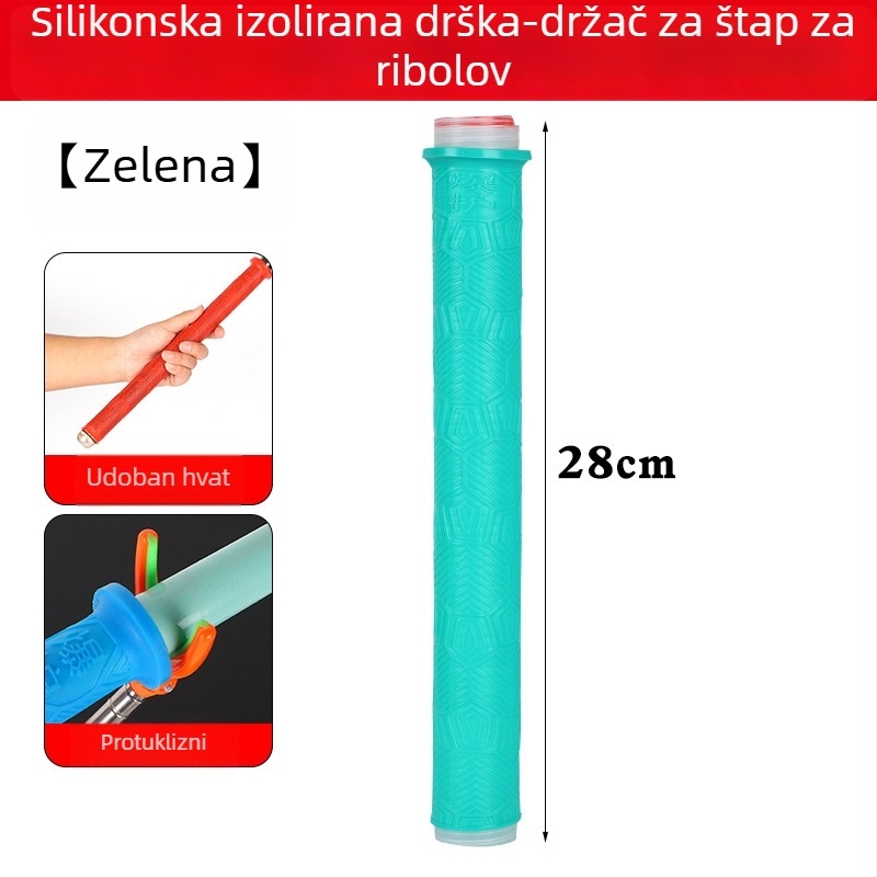 Kovčeg ručnog dijela od silikona za štap za ribolov, silikonska navlaka ručke, traka za upijanje znoja, luminozna, produžena i debela drška s kostima zmaja