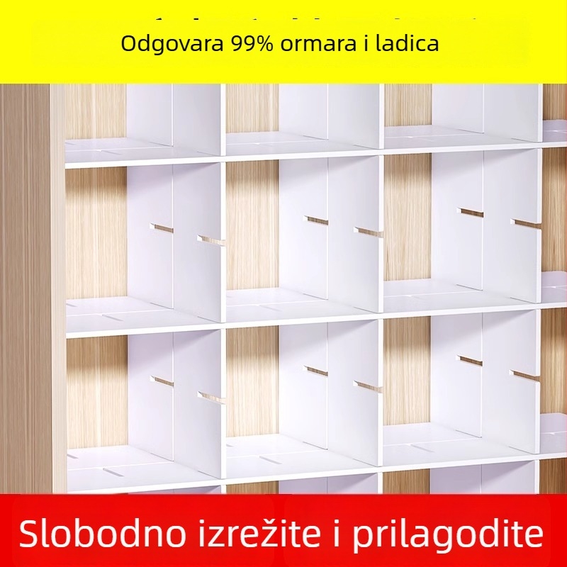 Unutarnji dijeljivi polic za garderobu s osam pretinaka za organizaciju prostora
