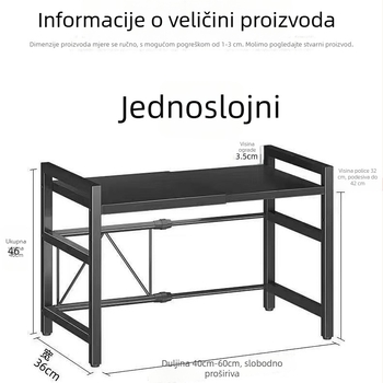 Kuhinjski stalak za pohranu na radnoj ploči s više polica, držač za posuđe i mikrovalnu pećnicu