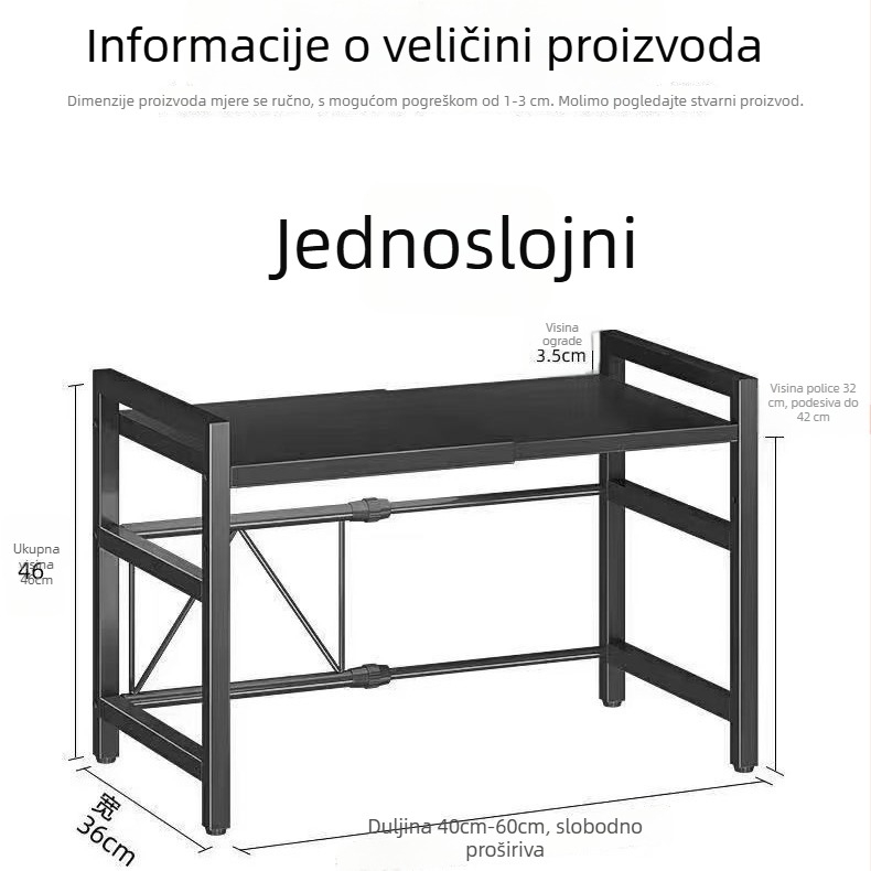 Kuhinjski stalak za pohranu na radnoj ploči s više polica, držač za posuđe i mikrovalnu pećnicu