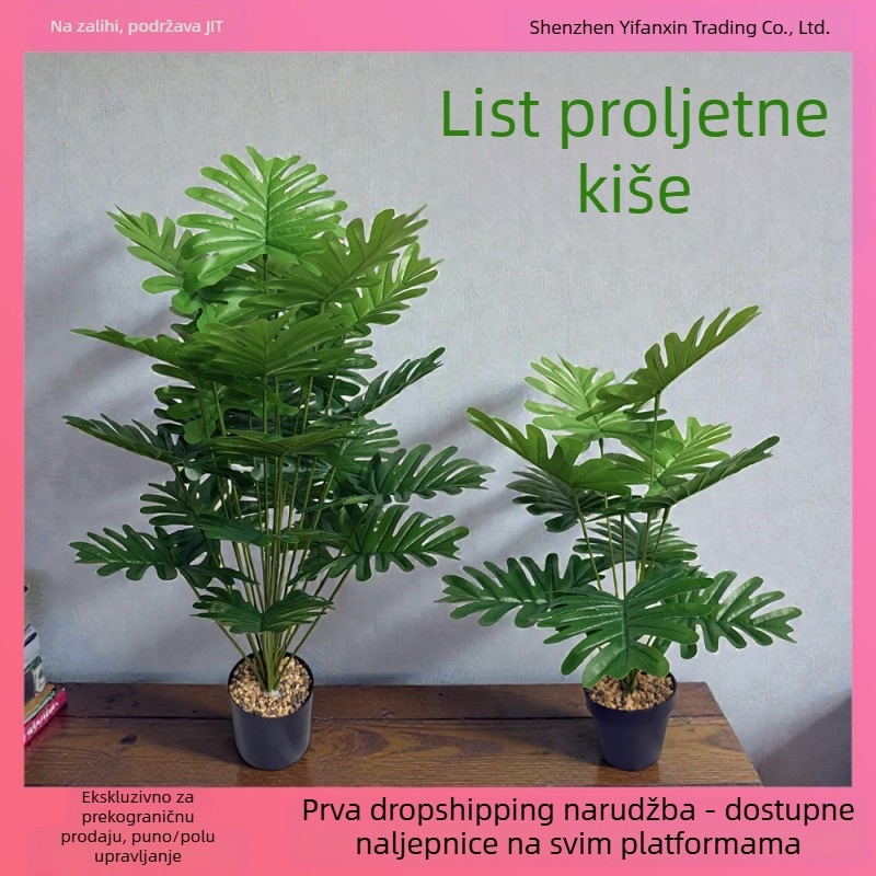 Realistične umjetne lišće proljetnog kišnog lišća, zeleno bilje u posudi za unutarnju i vanjsku dekoraciju, 24 lista