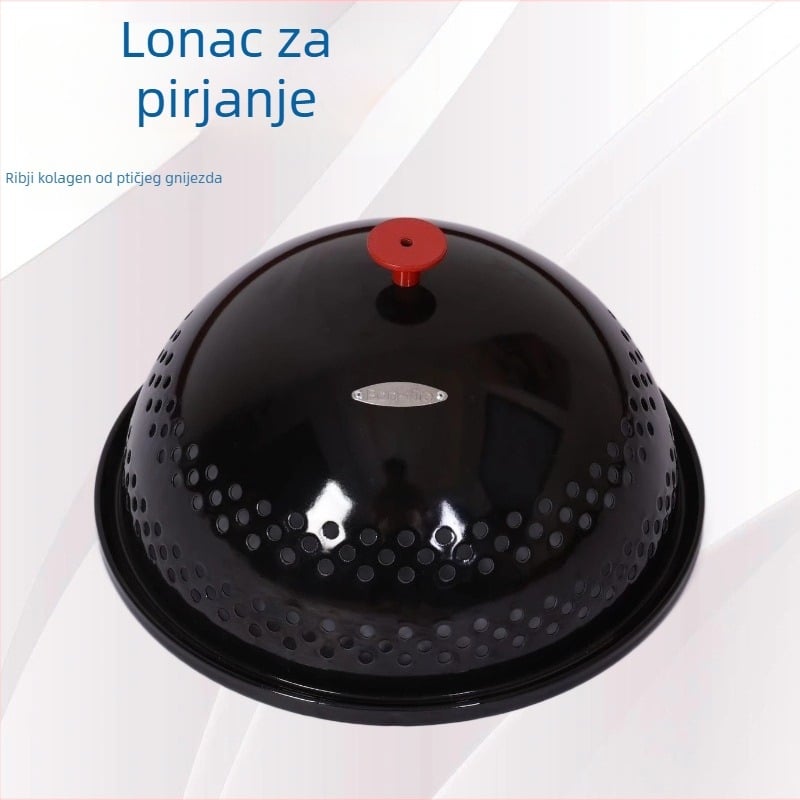 Emajlirani lonac za popcorn s pločom za prijenos topline i perforiranim poklopcem