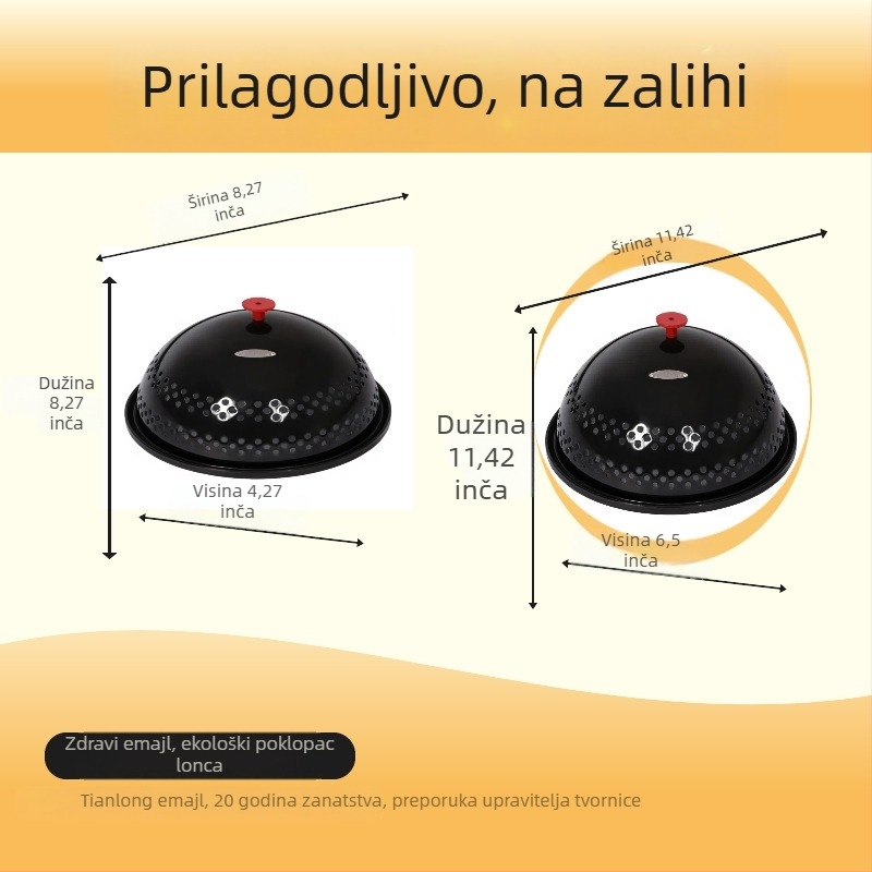 Emajlirani lonac za popcorn s pločom za prijenos topline i perforiranim poklopcem