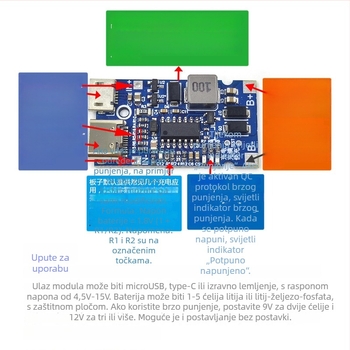 Automatski modul za napajanje s boost/buck regulacijom za 12,6V litijsku bateriju, LiFePO4 8,4V, 1–5S ploča brzog punjenja