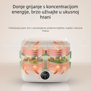 Električna kutija za ručak s programabilnim grijanim i funkcijom pare, čuva hranu toplom, prijenosna za ured