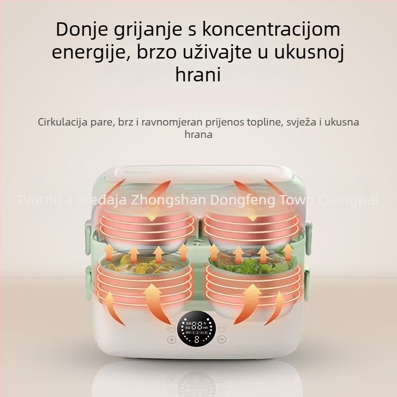 Električna kutija za ručak s programabilnim grijanim i funkcijom pare, čuva hranu toplom, prijenosna za ured