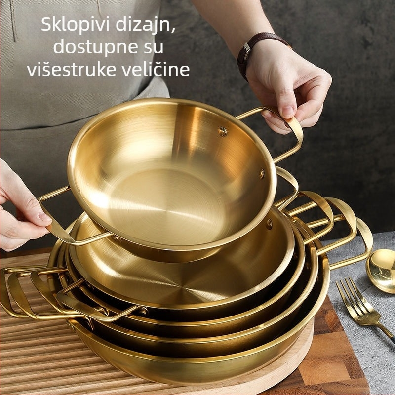 Nehrđajući čelični lonac za hot pot s plodovima mora, ramenom i dry pot, kapacitet 2,1–4 l, s dvostrukim ručkama