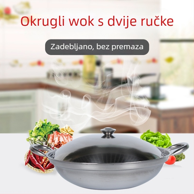 Nerđajući čelični lonac s poklopcem za dry pot, protiv preljeva, promjer 22–26 cm, za 1–2 osobe
